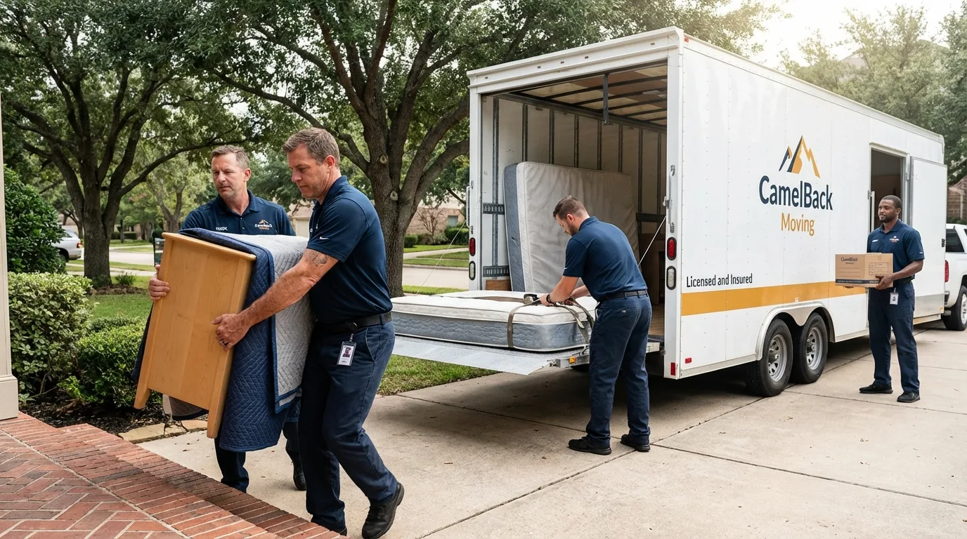 Crew loading residential truck for cross-state move from Fairborn, OH
