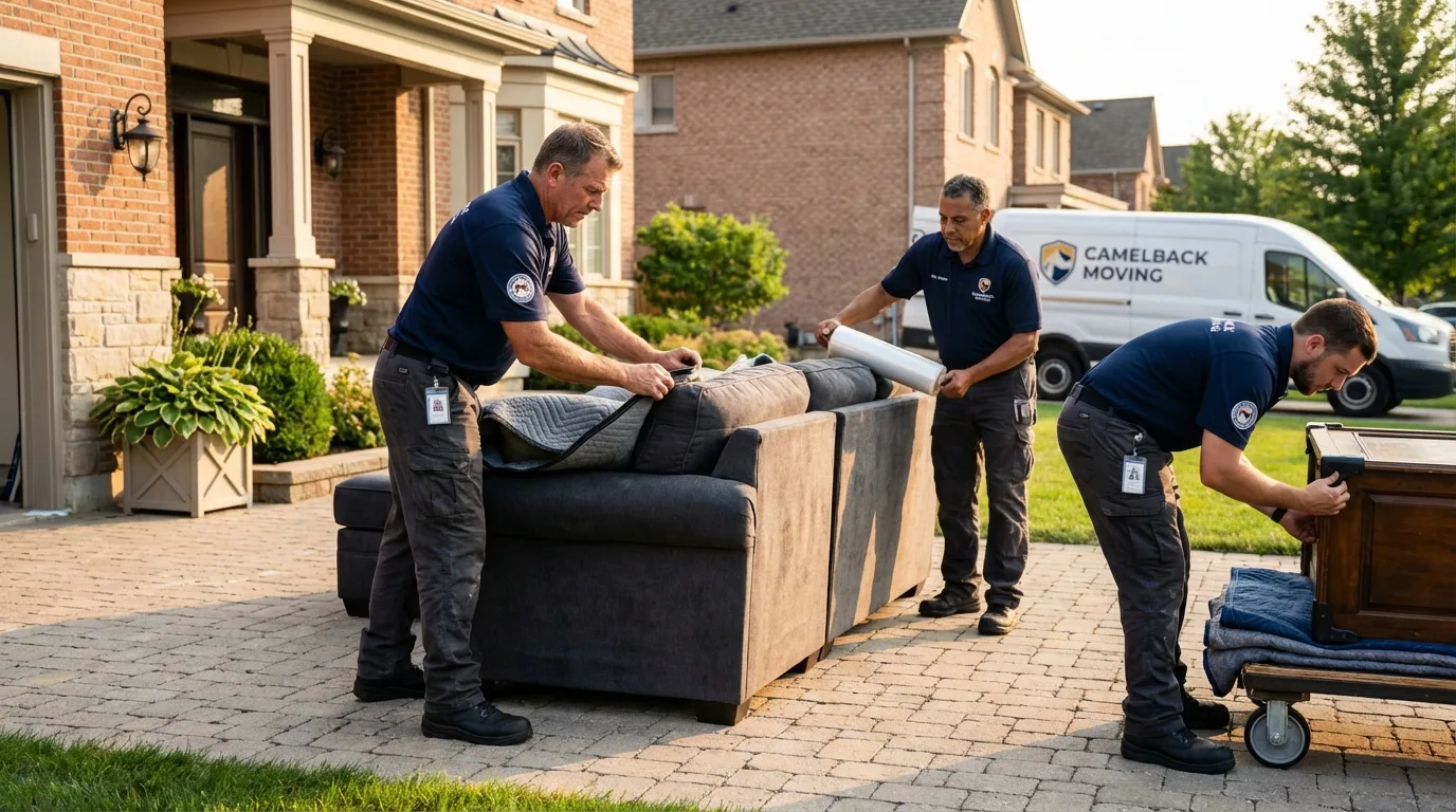 Large estate moving crew wrapping furniture in Fairborn, OH