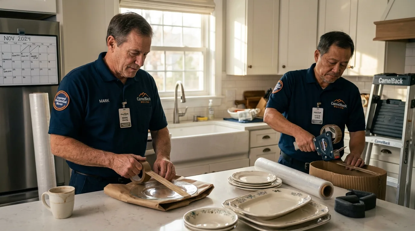 Professional crew packing kitchen dishware in Fairborn, OH